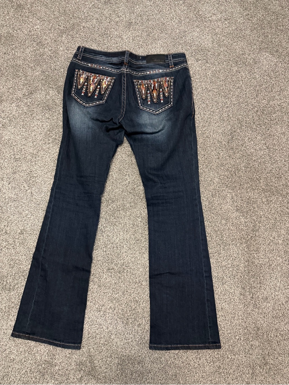 Dark Blue Grace in LA Women's Bootcut Jeans Embellished Back Pockets SIZE 31